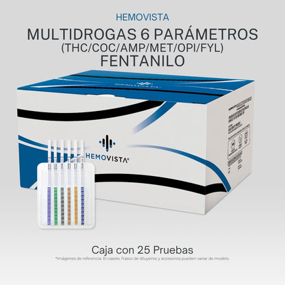 Multidrogas 6 parámetros (THC/COC/AMP/MET/OPI/FYL) - Fentanilo Hemovista