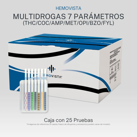 Multidrogas 7 parámetros (THC/COC/AMP/MET/OPI/BZO/FYL) Hemovista