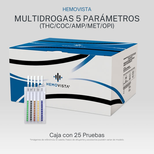 Multidrogas 5 parámetros (THC_COC_AMP_MET_OPI) Hemovista