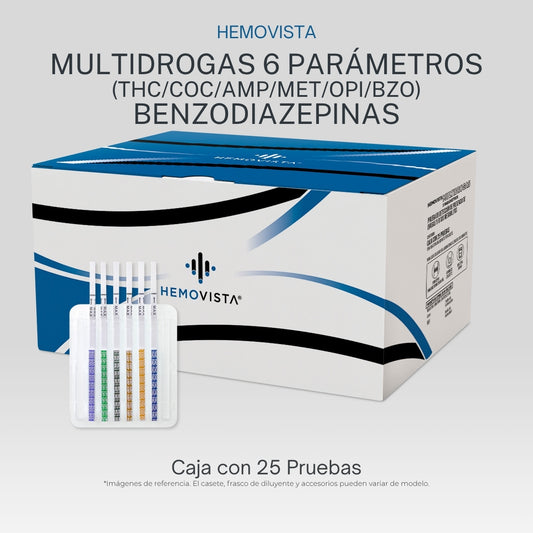Multidrogas 6 parámetros (THC/COC/AMP/MET/OPI/BZO) Hemovista